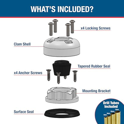 Round Cable Gland | Marine Grade Waterproof Cable Seal - color: Black Plastic, size: Small - 13.5mm/0.54"
