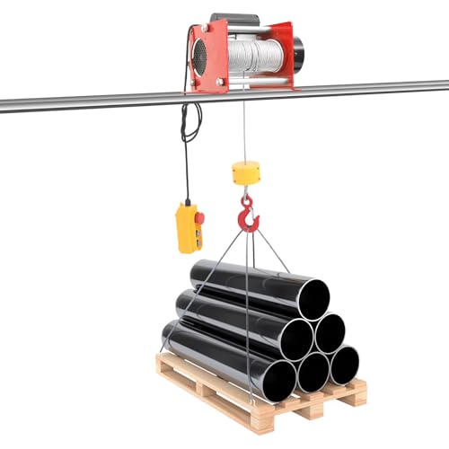 Electric Hoist Winch, 881LBS Electric Winch with Long Steel Cable,Electric Winch Crane with Wired Control, 1000W Steel Electric Crane
