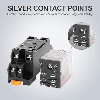 2 Pcs Electromagnetic Power Relays, Red Indicator Light - size: 8-Pin 110 VAC
