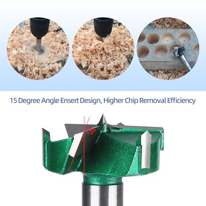 HUHAO 1-3/8" | 35mm Triple Flute Forstner Drill Bit, Tungsten Carbide Upgraded Drilling Hole Saw Woodworking Hinge Cutter Tool Kits for Wood,Plywood,Plastic,MDF - size: 35 mm