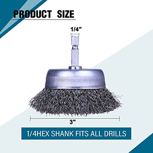 5 Pack Wire Cup Brush for Drill, Wire Brush for Drill 1/4 Inch Hex Shank, 0.012 Inch Coarse Carbon Steel- 3 Inch Wire Brush Drill Attachment - style: 5 Pcs wire cup brush