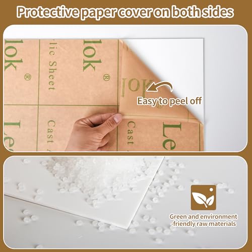 Lesnlok White Acrylic Sheets 1/4 inch Thick 6mm 1 Pieces 12 x 16 Matte Plexiglass Sheet,Suitable for Painting, Handicrafts, DIY Display Projects (1, Matte White, 12 x 16 x 1/4) - color: matte opaque white, size: 12 x 16 x 1/4