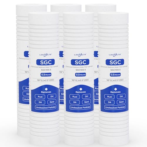0.5 Micron 10" x 2.5" PP Grooved Sediment Water Filter Cartridge, 6 Pack - size: 0.5 Micron