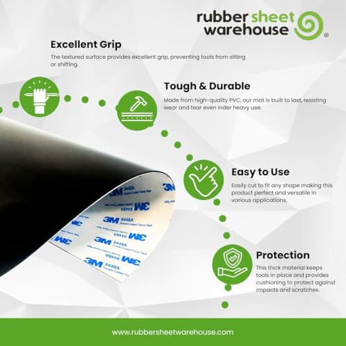 .060" Thick x 12" Wide x 12" Long PSA Adhesive Backed Rubber Sheet, Strong, DIY, Grip Pad to Seal and Repair