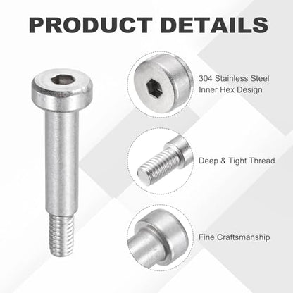 MECCANIXITY 26 Pcs 304 Stainless Steel Shoulder Bolt 5mm Shoulder Dia 18mm Shoulder Length M4x0.7 Thread Hex Socket Shoulder Bolts for Hydraulic Injection Molding Machinery Industries - size: 5mm x 18mm