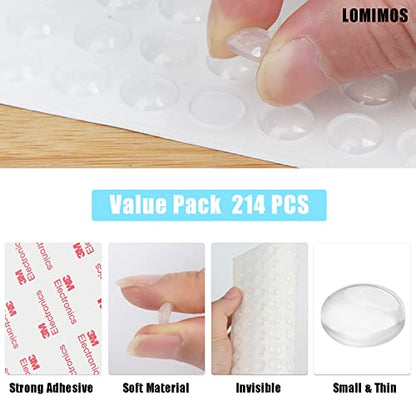 LOMIMOS 200pcs Cabinet Door Bumper,Soft Self Adhesive Clear Sound Dampening Rubber Pad Stopper Protector for Wall Furniture Drawer(Hemispherical) - size: 200pcs