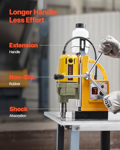 VEVOR Magnetic Drill, 1400W Motor 1.6 in Boring Diameter, 2810 lbf Portable Electric Mag Drill Press, 800 RPM No-Load Speed, Drilling Machine for Metal Surface, Industrial and Home Improvement - size: 1.6 in