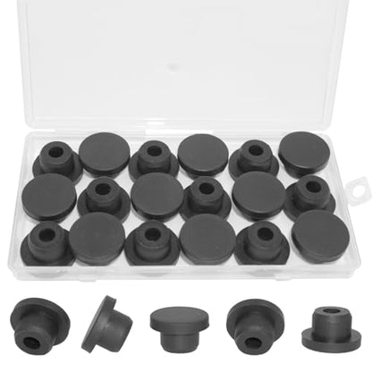 18 Pcs Silicone Rubber Plug for 15.5mm/0.61 in Round Hole, Black - style: 15.5mm(5/8"), 18 PCS
