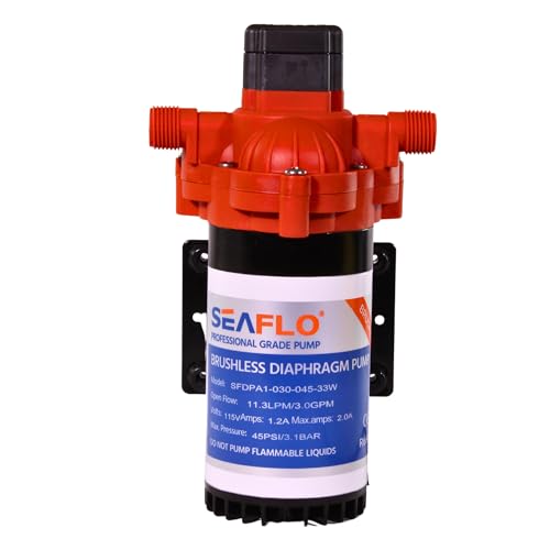 SEAFLO 33W Series 115V AC, 3.0 GPM, 45 PSI Brushless Automatic Demand Diaphragm Water Pressure Pump – Ultra Quiet Operation, Self-Priming, Overload Protection, NSF & UL Certified- 4 Year Warranty! - style: 115V - 3.0 GPM - 45 PSI