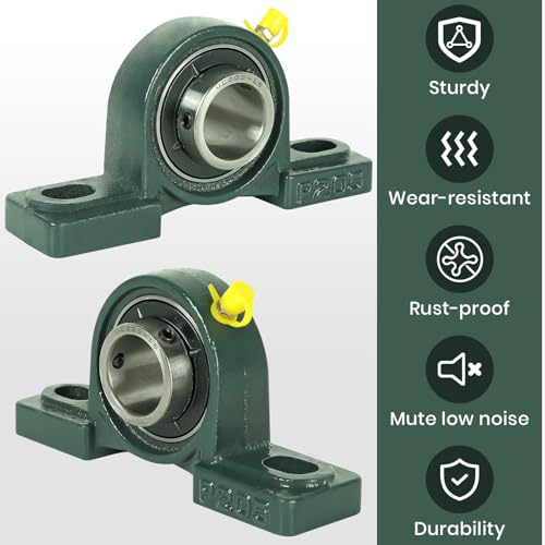 AR-PRO 2-Pack UCP205-16 Mounted Pillow Block Ball Bearing - Bearing Steel Bearings 1" Bore with Solid Cast Iron Base - Self Alignment - size: UCP205-16