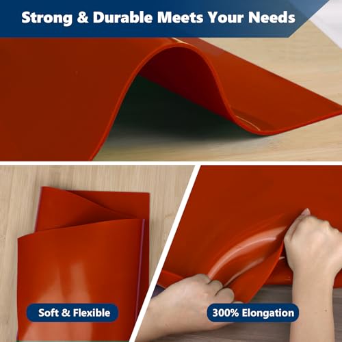 Red Silicone Rubber Sheet, 12" Wide x 1/8" Thick x 12" Long WochiTV High Temperature Rsistant Rubber Mat for DIY Gaskets Material, Pads, Sealing, Cushion, Microwave Oven Protection - color: 1/8" Thick Red, size: 12” x 12"