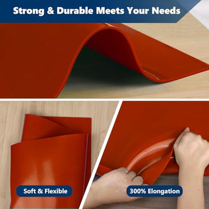 Red Silicone Rubber Sheet, 12" Wide x 1/8" Thick x 12" Long WochiTV High Temperature Rsistant Rubber Mat for DIY Gaskets Material, Pads, Sealing, Cushion, Microwave Oven Protection - color: 1/8" Thick Red, size: 12” x 12"