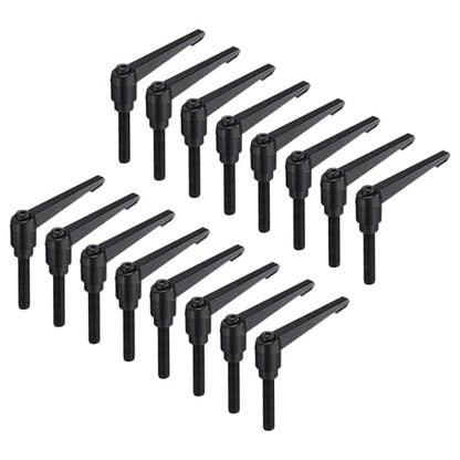 uxcell 16pcs Lever Adjustable Handles M10 x 50mm Metric Male Thread, Level Clamping Handle Hand Stud Knobs Rotating Screw Handles Bolts with Locking Lever, Black - size: M10 x 50mm