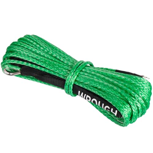 3/16" Synthetic Winch Rope 50 ft 8,500 lb UHMWPE Winch Cable Replacement Kit with Protective Sleeve, Thimble, Compatible with ATV UTV Truck Winches, Green - color: Green, size: 3/16 In x 50 Ft Standard