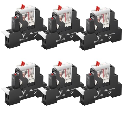 UL Listed 12A Electromagnetic Power Relay Din Rail 5Pin 110V/120 AC 6Pcs - color: 5 Pin, size: AC 110V