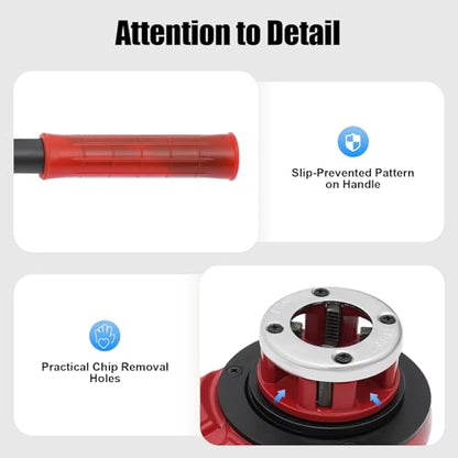 Ratchet Pipe Threader Kit, 7 Dies 3/8"-2" BSPT Carbon Steel Red Hand Tool