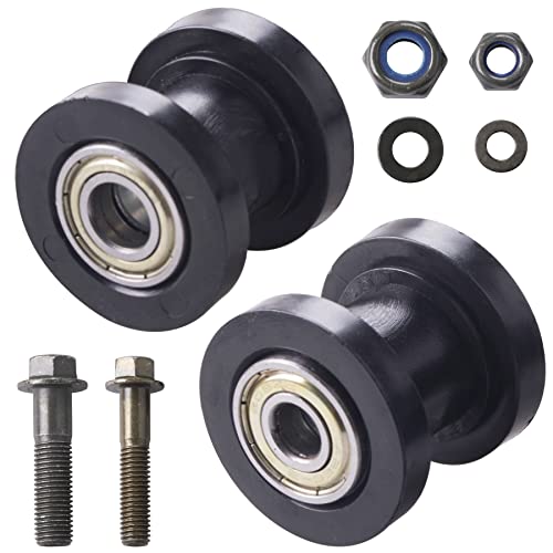 JINGKE 8mm and 10mm Chain Roller Pulley Tensioner Wheel Guide Per for Motorcycle Mini Bike Atv 125cc 140cc 160cc SSR XR125 CRF50 KLX110 Pitster Pit Dirt Bike Parts（BLACK）… - color: Black