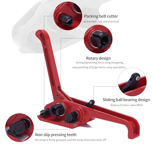 Poly Banding Strapping Kit with 1000ft PET Strap and 100 Buckles - color: 5kg kit(red)
