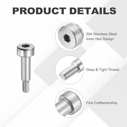 MECCANIXITY 26 Pcs 304 Stainless Steel Shoulder Bolt 4mm Shoulder Dia 8mm Shoulder Length M3x0.5 Thread Hex Socket Shoulder Bolts for Hydraulic Injection Molding Machinery Industries - size: 4mm x 8mm