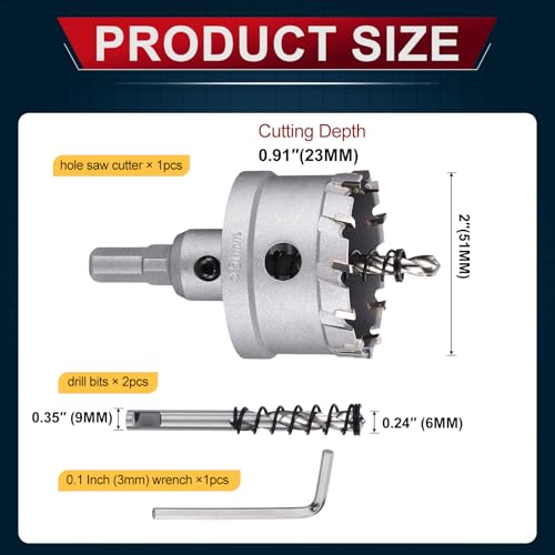 Tungsten Carbide Tipped Hole Saw 2 Inch 51mm Hole Cutter - size: 2 Inch (51mm)