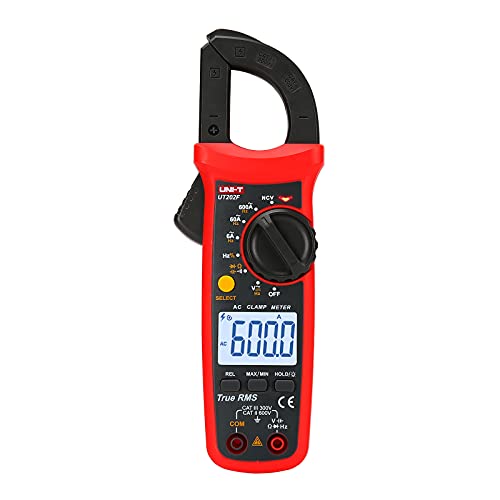 UNI-T UT202F Digital Clamp Meter AC Current TRMS Volt Ohm Amp Meter HVAC Clamp On Multimeter Auto Ranging 6000Counts AC Current Frequency NCV AC DC Voltage Frequency Resistance Continuity Diode Tester - size: UT202F