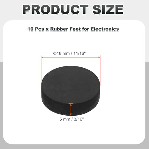 PATIKIL Non Slip Furniture Pads 11/16" (18mm x 5mm), 10 Pcs Adhesive Backed Round Rubber Feet Anti-Scratch Rubber Furniture Grippers for Hardwood Floor Electronics Bed Drawers DIY - size: 18mm x 5mm