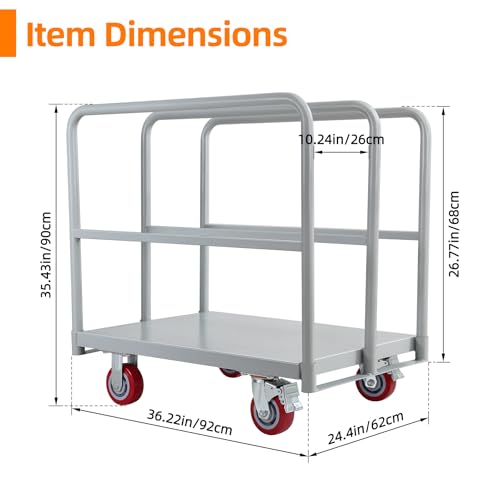 Heavy Duty Steel Panel Cart, Light Gray, 36" L x 24" W x 27" H - color: Light Gray-36" L X 24" W X 27" H