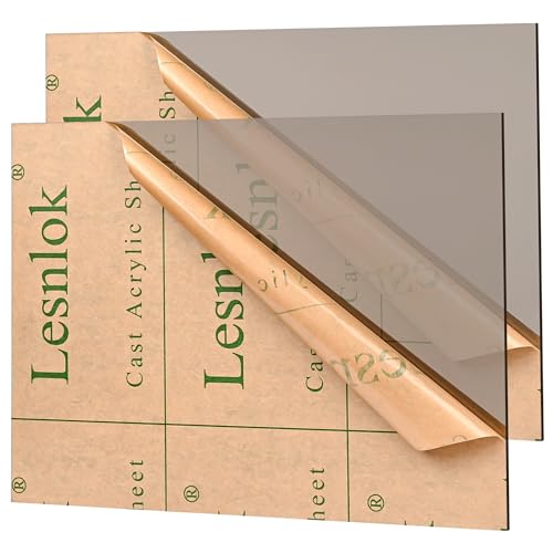 Lesnlok Gray Acrylic Sheets 1/8 inch Thick 3mm 2 Pack 12 x 16 Clear Plexiglass Sheets,for Sign,Craft,Painting,Laser Cutting,DIY Display Projects… (12"x 16", Gray, 2) - color: Gray, size: 12"x 16"
