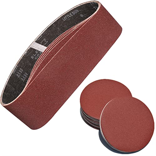 28Pack 4x36 Inch Sanding Belts and 6 Inch PSA Sanding Discs Set - size: Sanding disc&belts