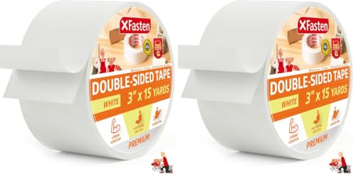 XFasten Double Sided Tape, Removable, 3-Inch by 15-Yards, Single Roll, Residue-Free and Surface Safe Double-Sided Adhesive Tape (Pack of 2) - size: 3-Inches x 15-Yards (Pack of 2)