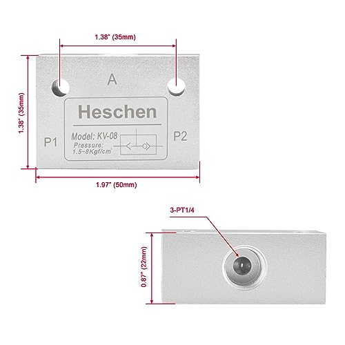 Heschen Pneumatic Shuttle Valve KV-08 PT1/4 One Way Quick Exhaust