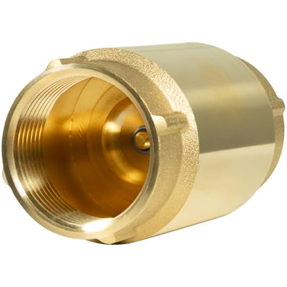 In-Line Check Valve No-Lead Brass Backflow Prevention, Lead-Free Brass Construction, Universal 1-1/4 inch One-Way Female Pipe Thread,1.25'' FNPT × 1.25'' FNPT