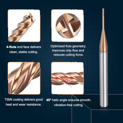 Carbide End Mill 1mm Dia 10mm Cut L 50mm L 4mm Shank 4 Flute - size: 1mm Dia - 10mm CL - 50mm L - 4mm Shank