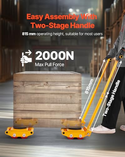 VEVOR Machine Skate, 6T Machinery Skate Dolly, 13228 lbs Machinery Moving Skate, Machinery Mover Skate with 360° Rotation Cap and PU Directional Rollers, Heavy Duty Industrial Moving Equipment, Yellow