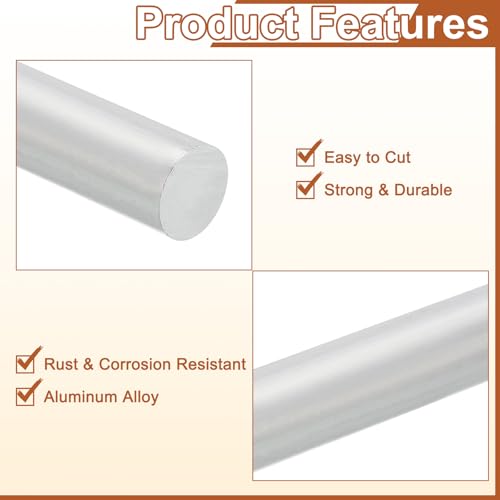 uxcell 2/5"(10mm) Dia Round Aluminum Rod, 8" Long 6061 Aluminum Round Bar Stock for Trailer Garage Projects - size: 10m x 203mm