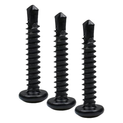 410 Stainless Steel #8 Self Drilling TEK Screw Assortment Kit, Pan Head Self Tapping Sheet Metal Screws, Length 1/2" 3/4" 1" 450 PCS - Black Oxide (Pack of 3) - size: #8 Pan Head (Pack of 3)