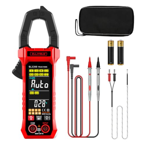True RMS Digital Clamp Meter 6000 Counts Multimeter, AC/DC Voltage 600A AC Current Tester, NCV Non-Contact Voltage & Live Wire Detector, Auto Range Overload Protection for Home Industrial Repair