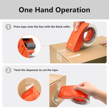 Swihauk 1.88 in x 66.6 YDs Heavy Duty Packing Tape with Dispenser, Strong & Durable Shipping Tape, Packaging Tape, Clear Package Tape for Shipping Moving Storage and Mailing, 1 Roll + 1 Dispenser - size: 1 Roll + 1 Dispenser