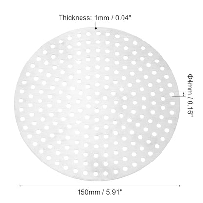 PATIKIL 6" Diameter 304 Stainless Steel Perforated Sheet, 0.16" Hole 19GA Expanded Metal Mesh Round Slices Plate Screen Decorative Meshes for Ventilation Grill Smoking, Silver Tone - size: 6inch
