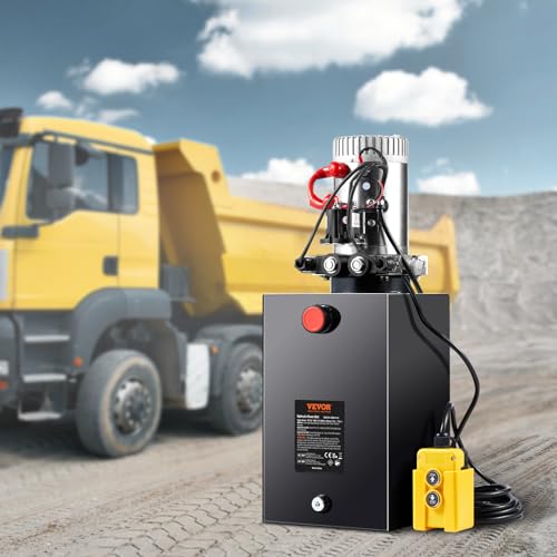 Vevor 12V/DC Hydraulic Pump 15 Quart/ 3.9 Gallon Double Acting Metal Reservoir Hydraulic Pump Unit Remotely Controlled for Dump Trailer: Industrial & Scientific - size: 15 Quart, style: Double Acting