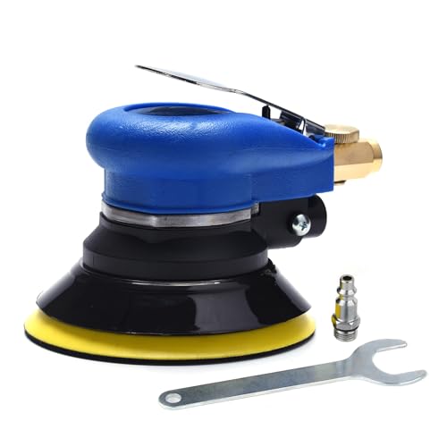 Air Random Obrital Sander 5" Dual Action Palm Sander, Hook and Loop Air Powered and Swirl Free. (5" da sander) - color: Blue, size: 5 inch dual action