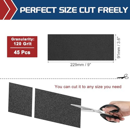 45Pcs Sand Paper 3.6x9Inch 120Grit Silicon Carbide Sandpaper Sheets - size: 3.6 x 9 Inch(120 Grit)