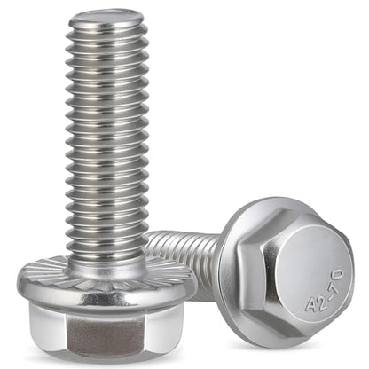 16Pcs M8-1.25 x 35mm Flanged Hex Head Bolts,External Flange Hex Drive Screws,304 Stainless Steel 18-8 Fully Threaded - size: M8x35mm