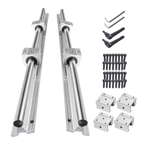 SBR20 Linear Rail 3000mm, 4PCS SBR20-1500mm Linear Rail Shaft Rod + 8PCS SBR20UU Bearing Block and 4 Dowels for DIY CNC Routers Lathes Mills (Spliced) - size: 3000mm, style: SBR20 Linear Rail