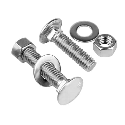 3/8-16 x 4 Stainless Steel Carriage Bolts and Nuts with Flat Washers Kit, Round Head Square Neck Screws UNC Coarse Thread, 4 Sets Silver - color: Silver, size: 3/8-16 x 4" (4 Sets)