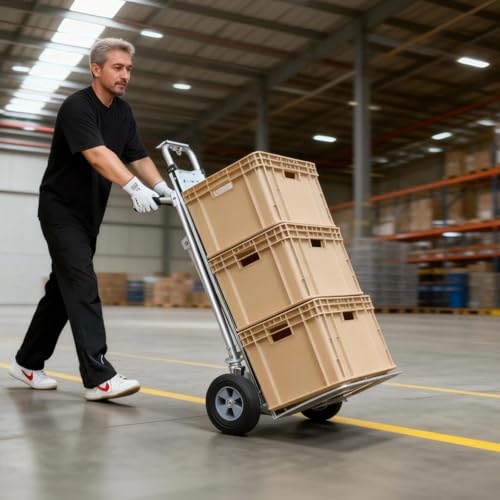 NORTHSKY 3-in-1 Convertible Hand Truck & Platform Cart, 770 lbs Heavy Duty Aluminum Dolly with 10" Solid Rubber Wheels&Folding Nose Extension – Ergonomic Anti-Slip Handle for Transporting & Moving