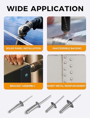 Large Flange 1/8 x 5/8" Inch Blind Rivets 3.2 * 16mm 250 Aluminum Pop Silver for sheet Metal Plastic Wood - size: 1/8 x 5/8"(3.2*16mm)