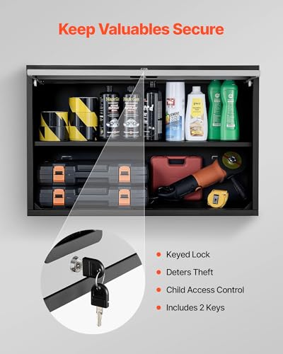 VEVOR Metal Wall Cabinet, 30.31 x 12.01 x 19.69 Inch, Floating Garage Tool Cabinet with Up-Flip Door and Shelf, 240 lbs Load Capacity, Fit for Garage, Basement, Kitchen, Warehouse Assembly Required - size: Upgrade Flip up 20"