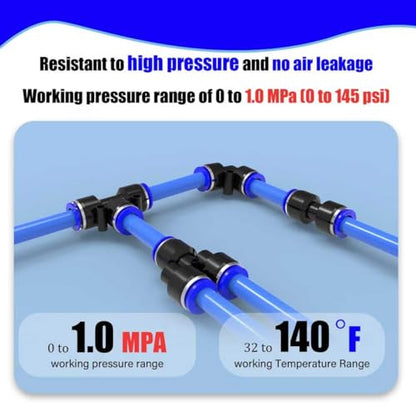 30-PACK 1/2" OD x 1/4" OD Straight Push to Connect Fittings,Reducer Union/Coupler PG1/2-1/4 Pneumatic Quick Connect Air Line Push Lock Hose Fittings - size: 1/2"OD x 1/4"OD/BLUE