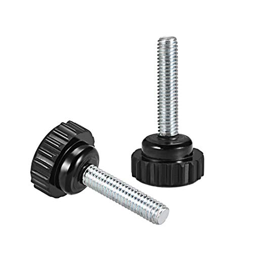 uxcell M6 x 25mm Metric Male Thread Knurled Clamping Knobs Black 4 Pcs - size: M6 x 25